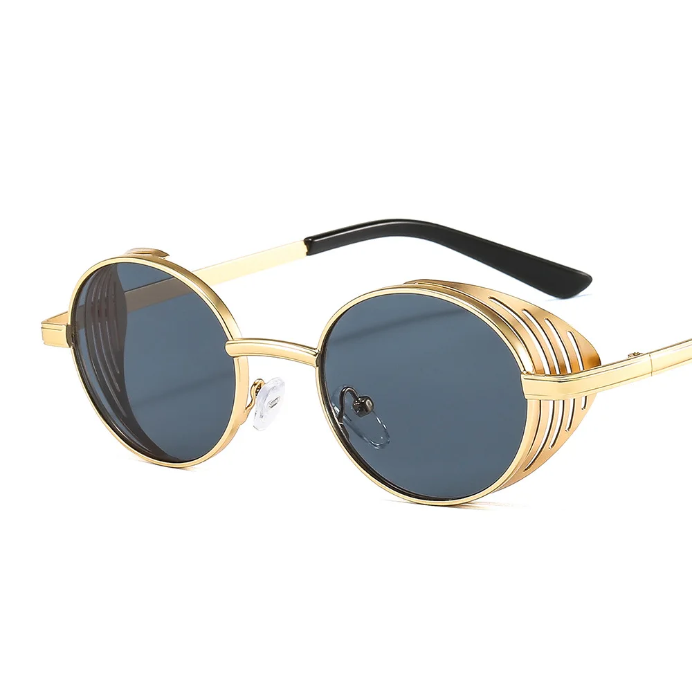 

newest mens custom vintage steampunk party shades women uv400 metal frame retro round sunglasses, As the picture shows