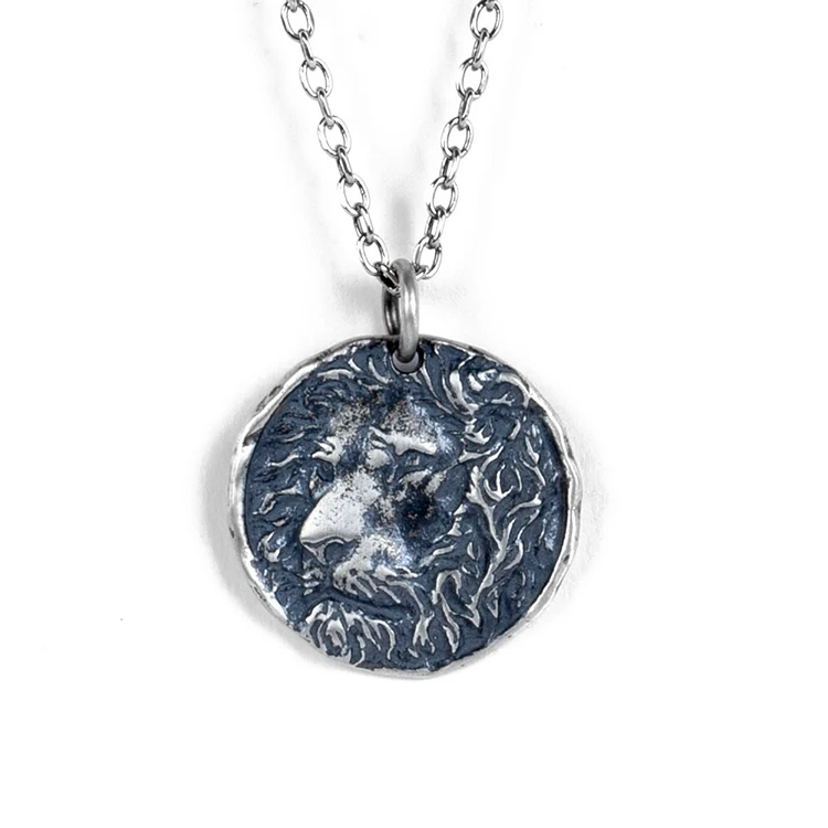 

Wholesale custom 19MM round embossed lion head 925 sterling silver pendant for men and women