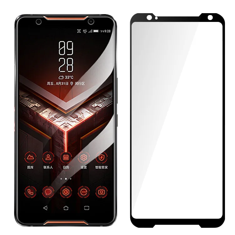 

For the whole Silk screen printing 9h nano flexible glass screen protector ZS600KL for asus rog Mobile phone protective film, Black