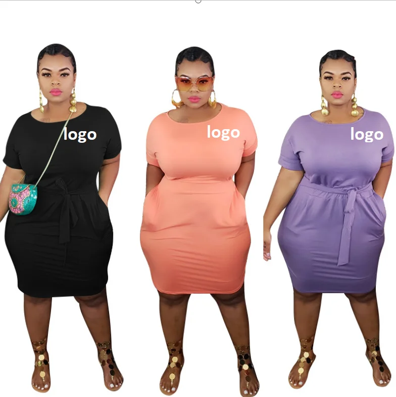 

2020 Top Hot Plus Size Women Solid Color Slim Sexy Butt Lifter Dress Clothing NO MOQ Casual Summer Apparel, Black,purple,orange