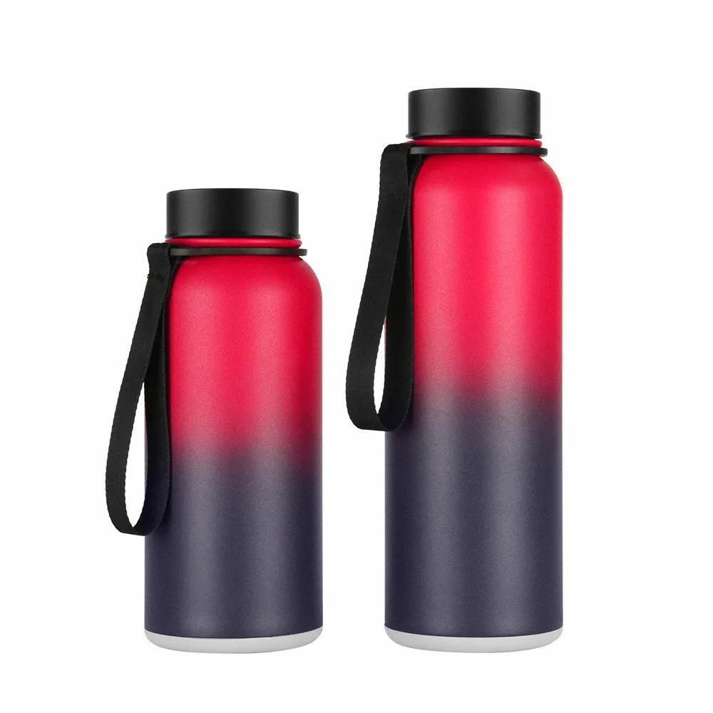 

Double wall vacuum insulated sports water bottle 32oz BPA free stainless steel with silicone lid