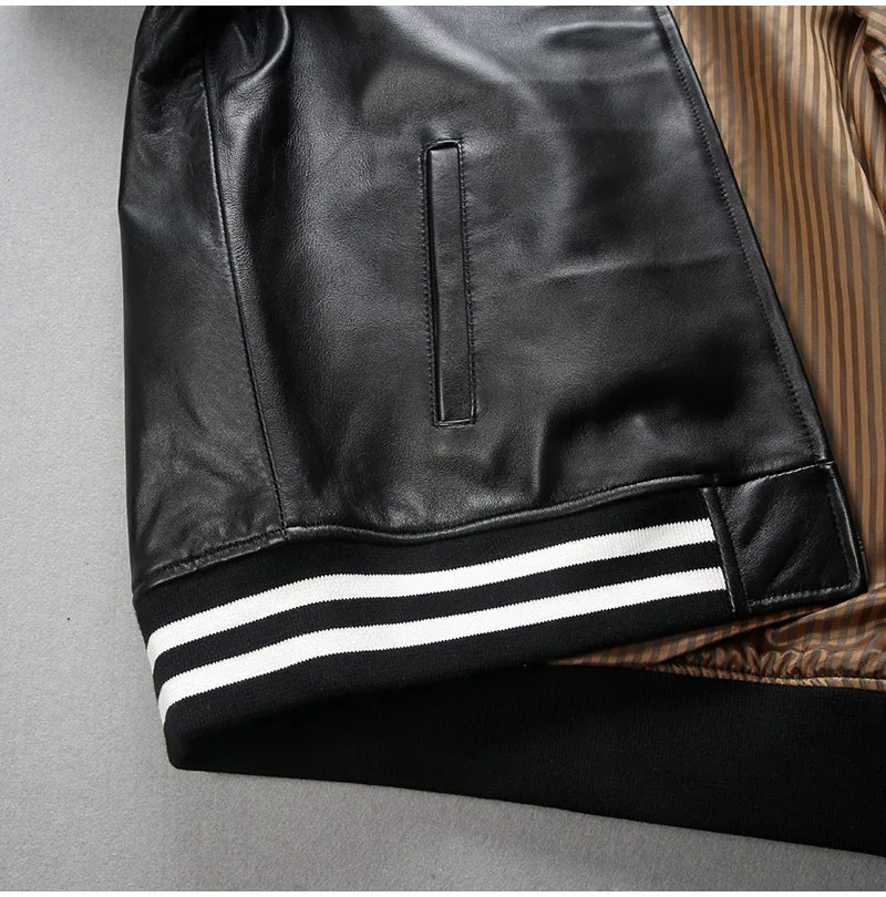 men's real cowhide leather bomber jacket men  designer Custom embroidered Bomber men jacket_voghion.com