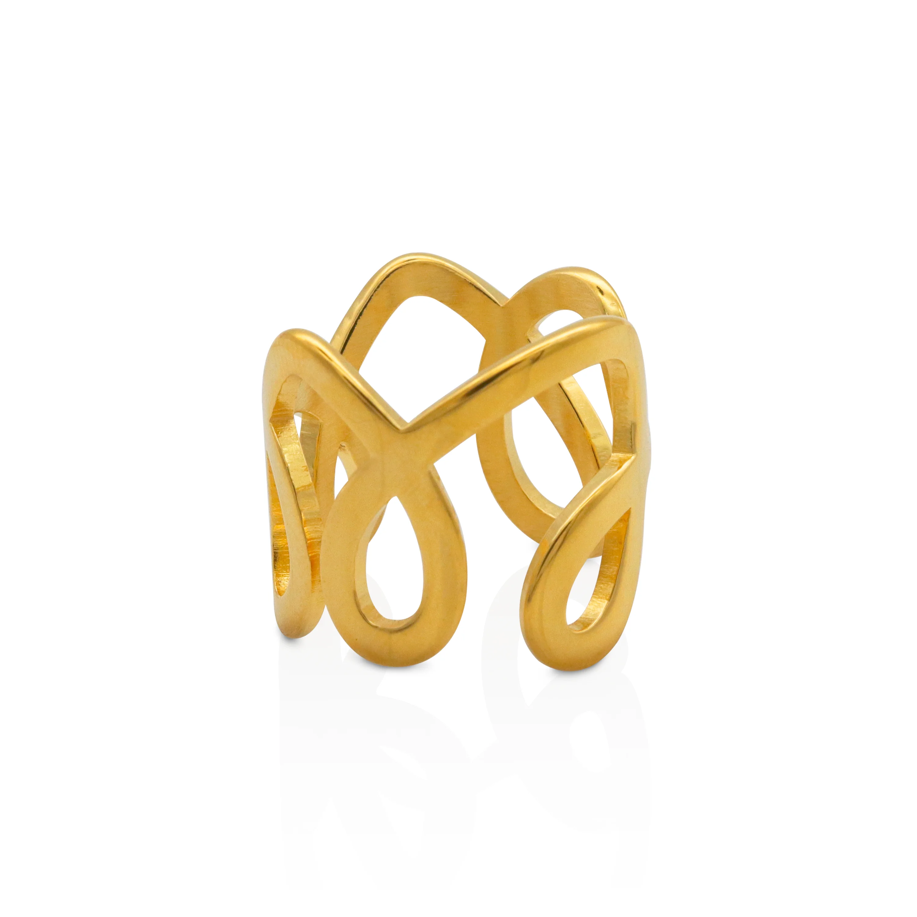 

Chris April in stock fashion jewelry 316L stainless steel PVD gold plated Wide version cute curly line beautiful ring