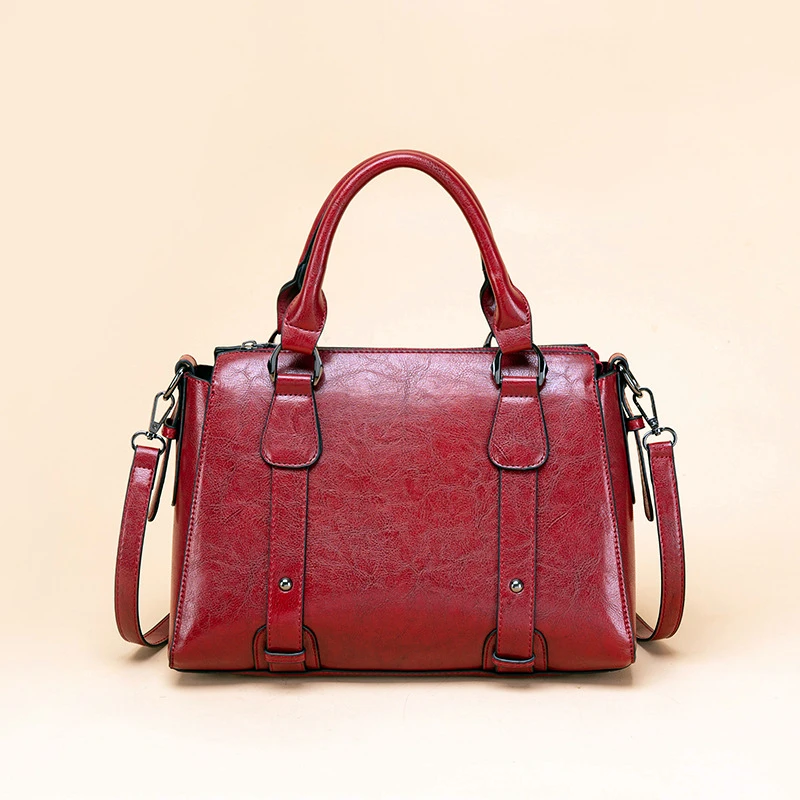 

Business Laptop Tote Bag Women Shoulder Beaded Handbags Eco Friendly Clear PU Leather Business Waxy Leather Women Tote Bag