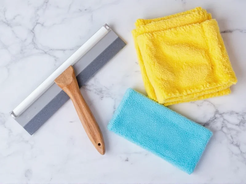 DIY window cleaning toolkit with squeegee and microfiber cloths