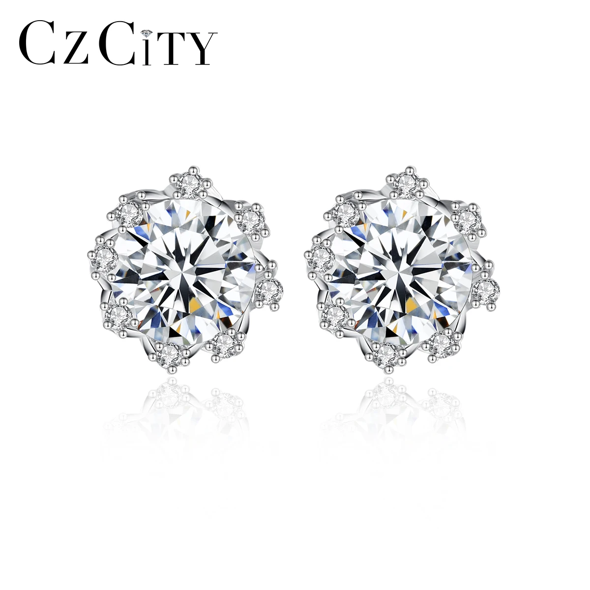 

CZCITY High Quality Macrame S925 Stud 1Ct Jewelry Elegant Handmade Earing D VVS Moissanite Earring