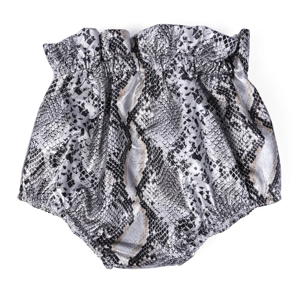 

Wholesale Fashion Kids snake print faux leather bummies shorts, Snake print, brown, red