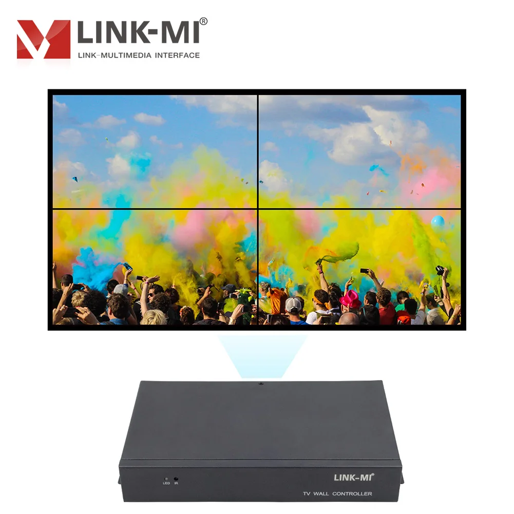 

LINK-MI FHD 2x2 1x2 LCD Video Wall Controller 1920x1080P HDMI+VGA+AV+USB input 4 HDMI output 180 Degree Flip Bezel Correction