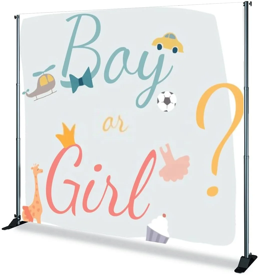 

Custom backdrop Pink Blue Boy Or Girl Gender Reveal Photography Backdrop Cartoon Newborn Baby Shower Backdrop