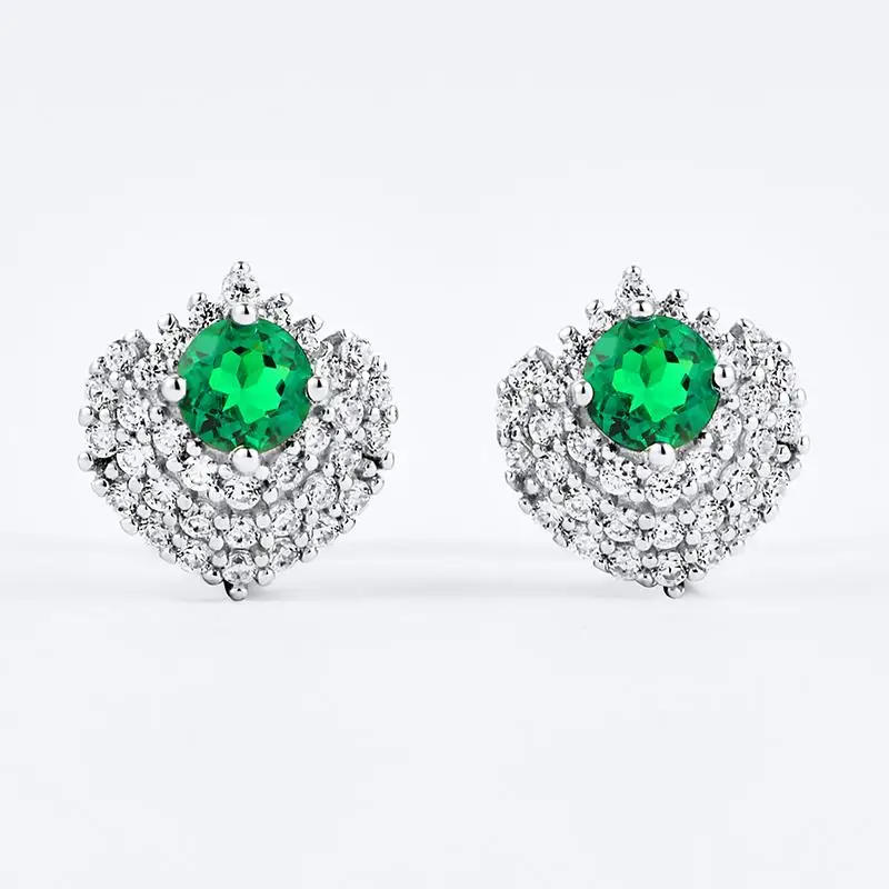 

925 sterling silver vintage emerald stud earrings for women