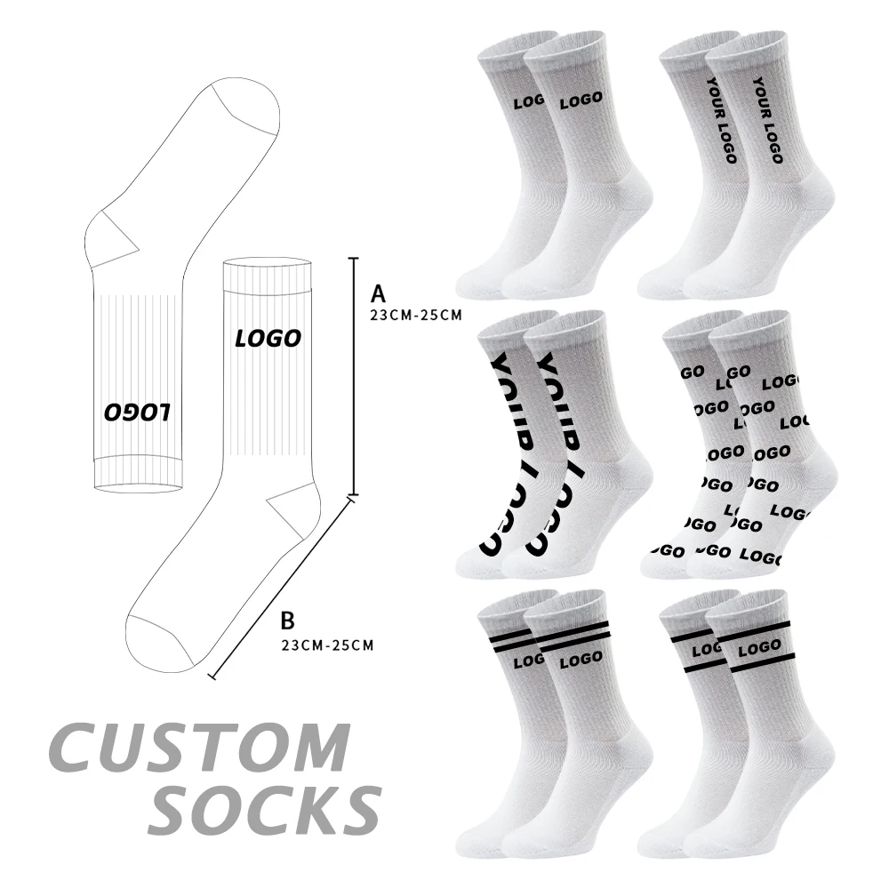 

Uron cotton white socks custom logo white socks custom crew socks