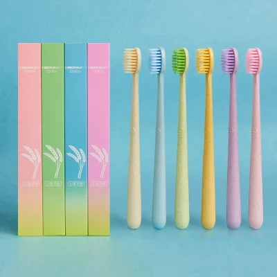 N497 1Pcs Small Head Super Soft Wheat Straw Bamboo Charcoal Toothbrush Clean Mouth Straw Toothbrush