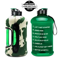 

water bottle 2.2L half gallon motivational time marker leak-proof dishwasher safe cold hot water for sports gym biking camping