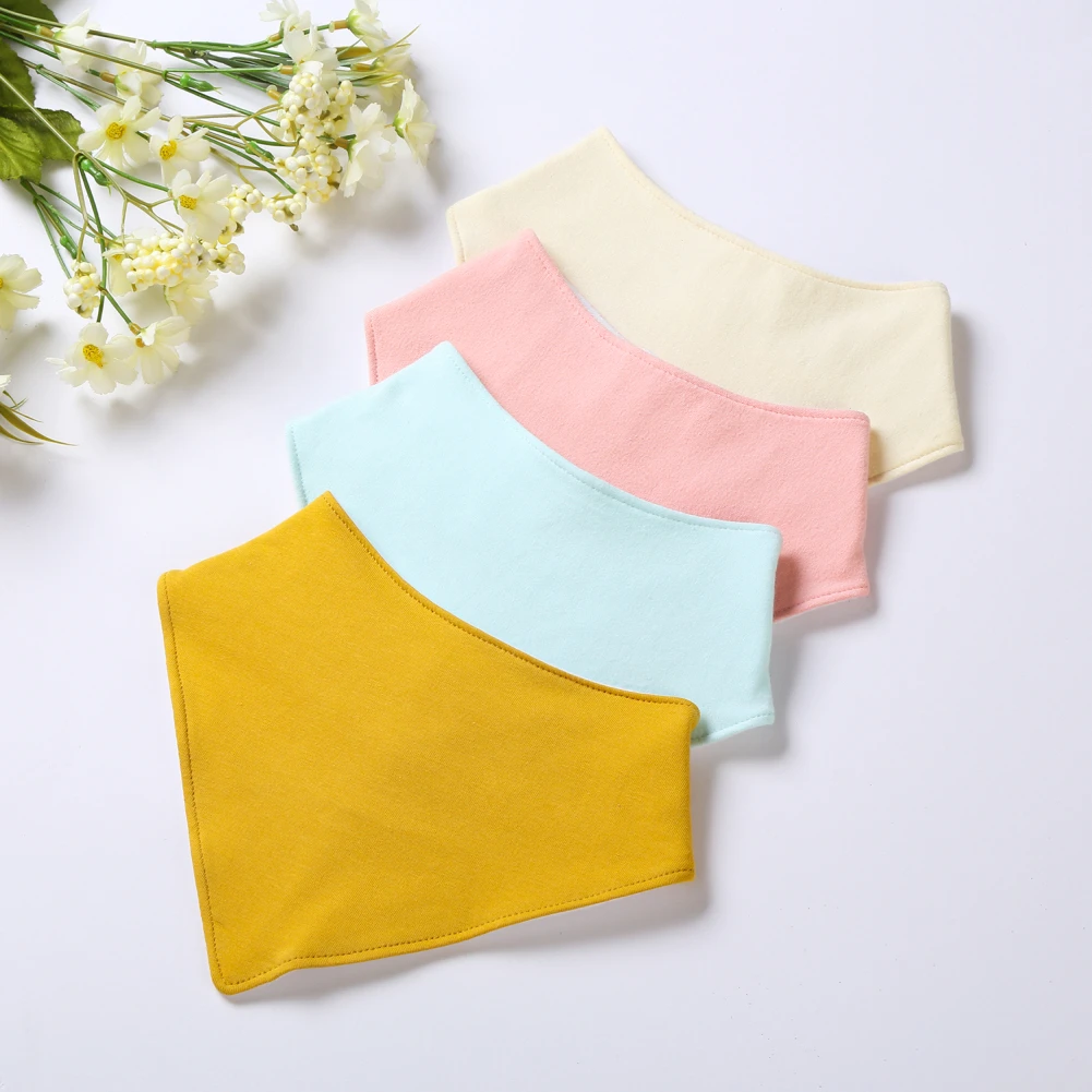

Single Color Baby Saliva Bibs Triangle Style Super Soft Cotton Double Side Baby Bibs Burp Cloth With Snap Button, As picture show