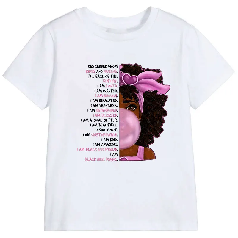 

2021 New Toddler Girl T-shirt I Am Black Girl Magic tshirt Cute Kids T Shirt Melanin Poppin Girls Summer Clothes