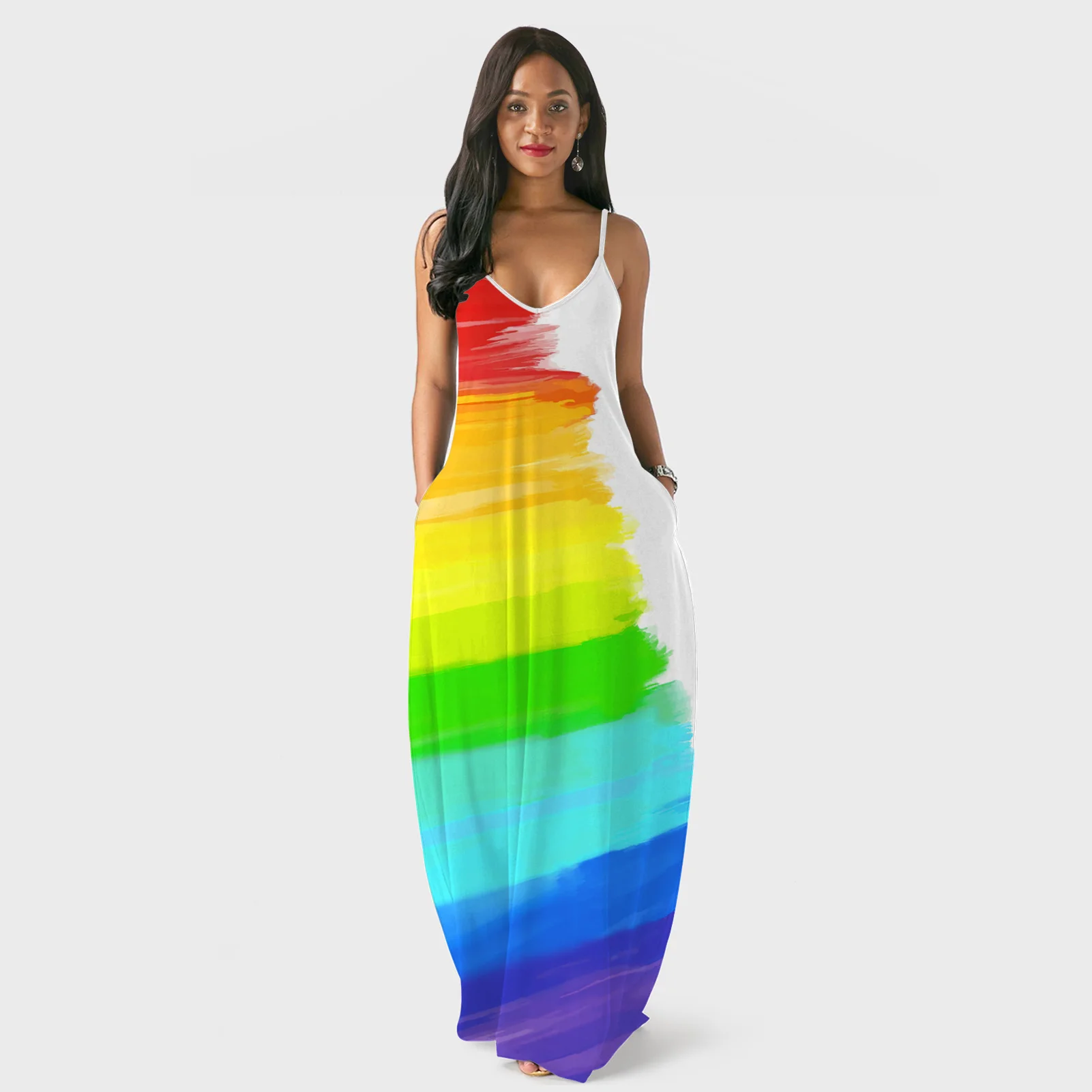 

plus size colorful ladies wrap dresses beach tops summer stripe maxi long casual floral print maternity dress outfits for women, Customized color