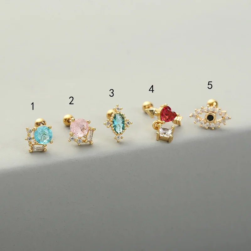 

2021 Sailing Jewelry Pomegranate Flower Stud Earrings Piercing Jewelry for Women Men Girl Micro-inlaid zircon Nose Rings Studs