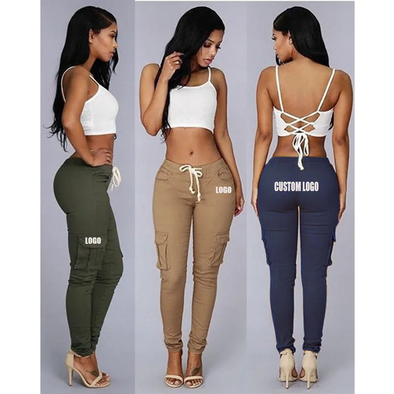 

Free shipping Women's Trousers & Pants Fashion Ladies Solid High-waisted Side Pocketed Size Casual Joggers Women Pants, Customized color