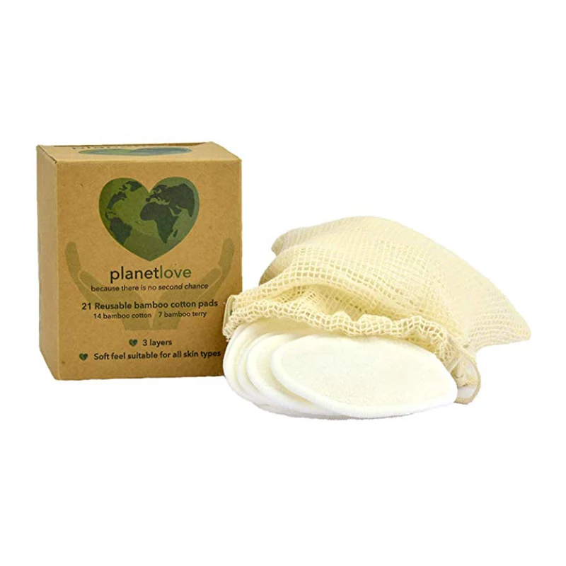 

Washable Laundry Bag And Round Box for Storage 100% Organic Bamboo Cotton Pads for Reusable Makeup Remover Pads