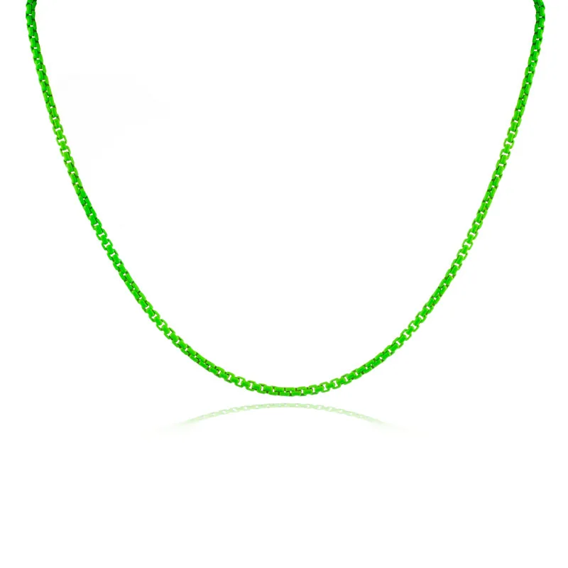 

Fashion stainless steel rope box snake bead neon chain choker necklace, Neon green/neon pink/neon yellow