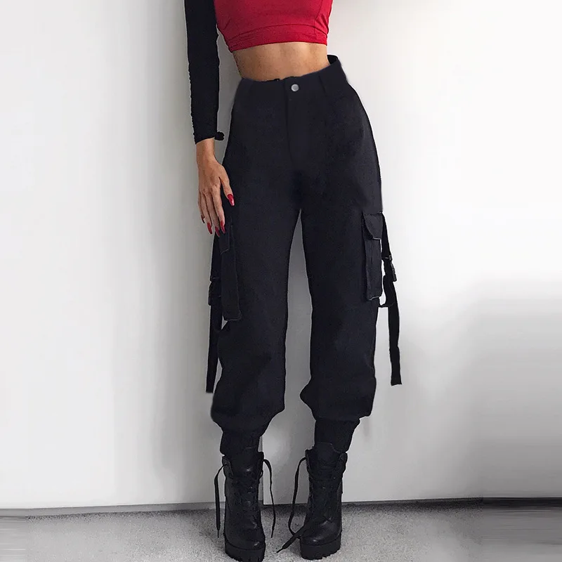 

WW-0150 Ribbon Bag Buckles Slacks Female Haroun Pants, Overalls Fashion Hip Hop Track Womens Casual Pants, Customized color