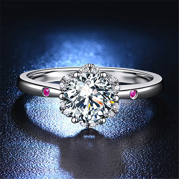 

Exquisite gift Moissan diamond ring Engagement Wedding Ring Fashion Silver Zircon Ring