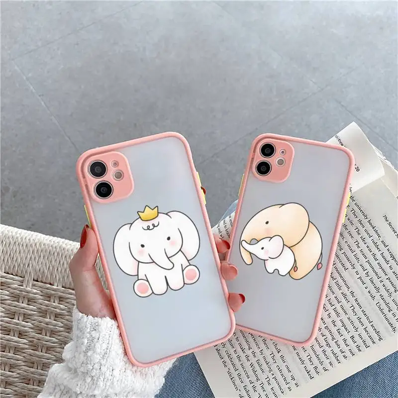 

Colorful Cartoon cute animal Elephant Bird Rabbit Phone Cases Matte Transparent for iPhone 7 8 11 12 s mini pro X XS XR MAX Plus