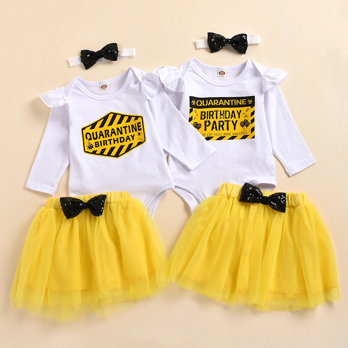 

lyc-3016 Baby Girl spring Birthday Long Sleeve Clothes Tutu Skirt 3pcs Romper Skirt Set Toddler jumpsuit Clothing Ruffle Romper
