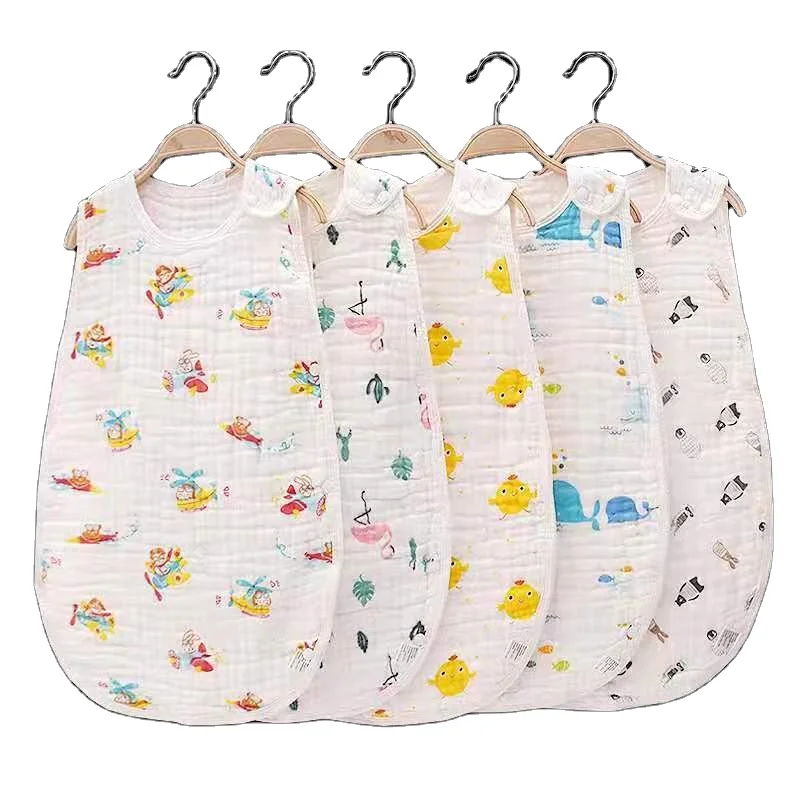 

Wholesale cotton baby sleeping bag with sleeves printed pattern with custom logo, Multi colors