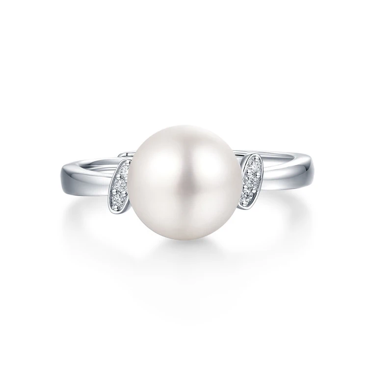 

Thriving Gems white pearl ring 925 Sterling Silver moissnaite engagement ring for women