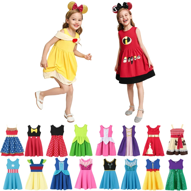 

Baby Girl Belle Dress Up Dresses Beauty and The Beast Kids Elsa Anna Princess Snow White Frock Girls Mickey Fairy dress, As picture