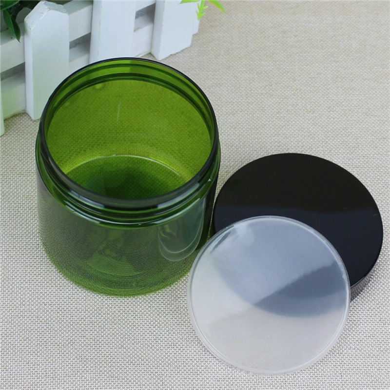 100ml 200ml Plastic Green Face Mask Cream Containers With Black Cap