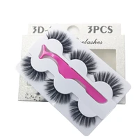 

Tianxilai private label 3D Faux chemical fiber Eyelashes 3 pairs with tweeezers