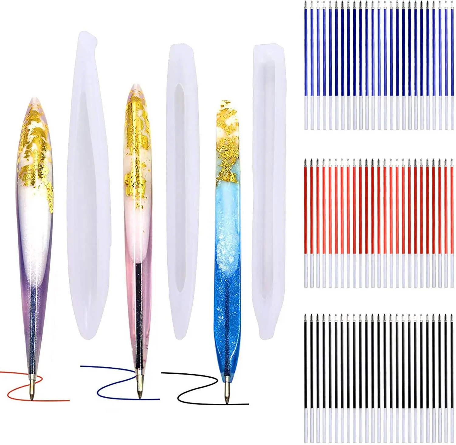 

3 shaped resin mold ballpoint pens 75 silica gel mold ballpoint pens for manual production