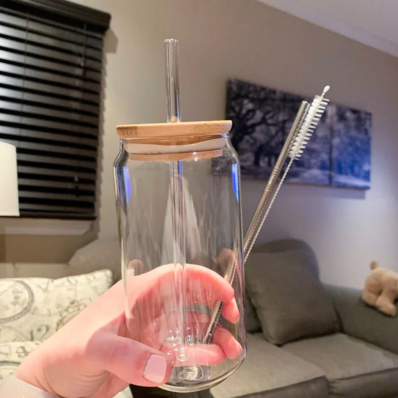 

Large Beer glasses,16 oz Can Shaped Beer Glasses Tumbler iced coffee and soda Bubble/ Boba Tea Cup Wine Cups, Transparent clear