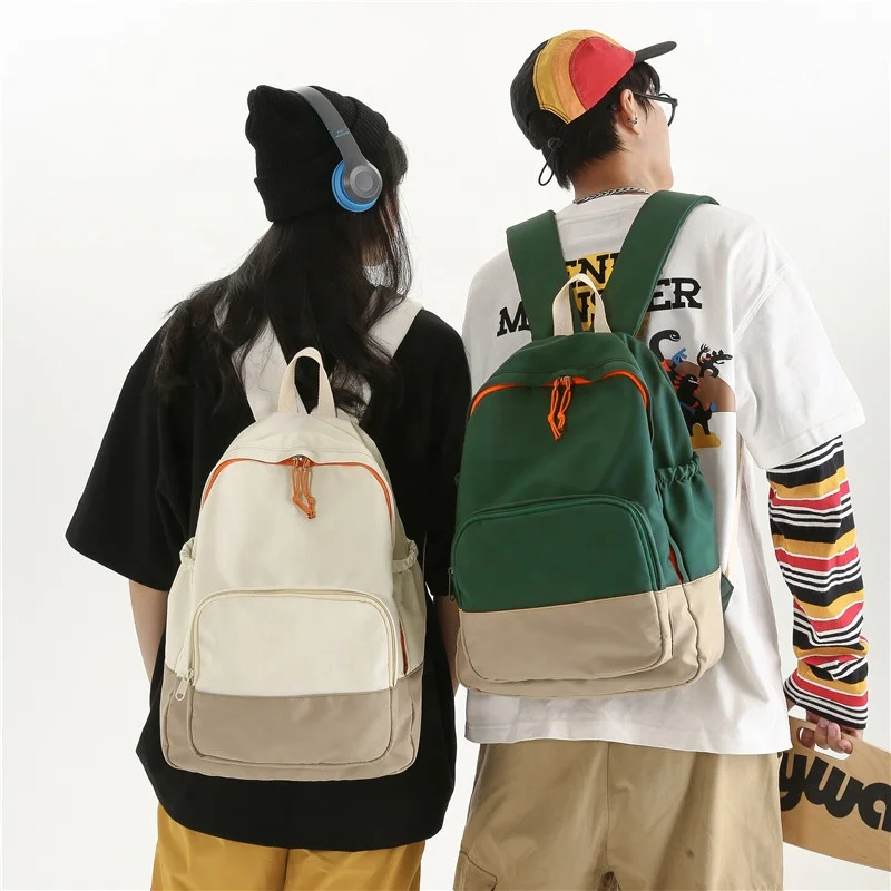 

Color Blocking Large Capacity Lightweight Casual Simple Student Couple Waterproof Backpack For Men Handbag Schoolbag For Women