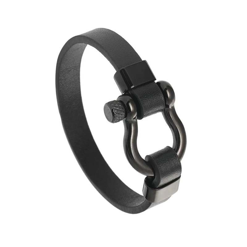 

Screw Shackle Men Bracelets Stainless Steel Top Sale Fashion Simple Cool Men Hip Hop Bracelet Strand Bracelets Round Acceptable, Picture shows