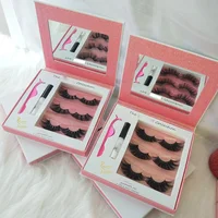 

2020 newest Pink cute lashes packing with mirror tweezers glue for Valentine's Day 25mm mink lashes 5D mink eyelashes