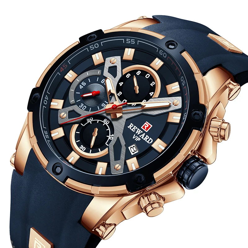 

Reward Mens Watches Top Brand Luxury Chronograph Sport Watch Men Quartz Waterproof Watches Strap steel reloj para hombre relogio