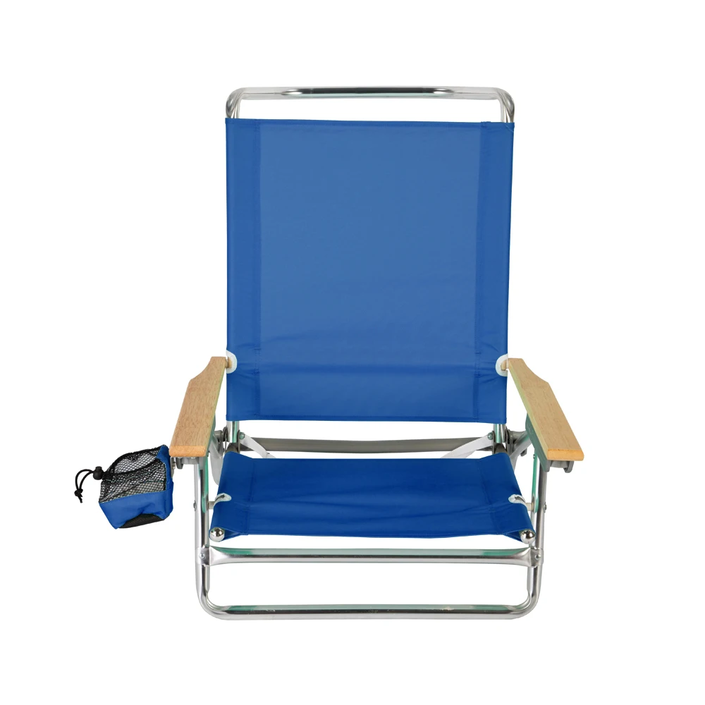 Wooden Armchair Folding Portable Lay Flat Beach Chair With Cushion For