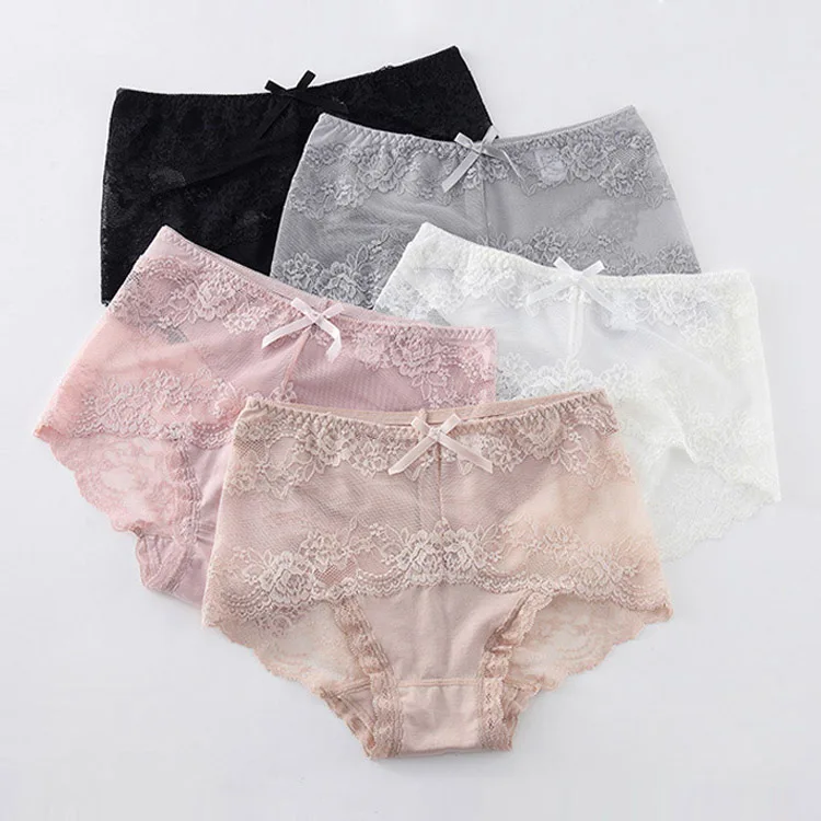 

Sexy Lace Panties Women Cozy Lingerie Pretty Briefs Cotton Lining middle Waist Cute Underwear