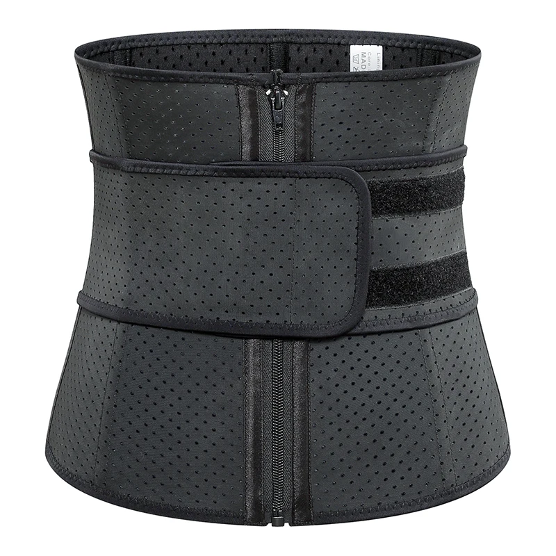 

100% Latex Waist Trainer Corset 9 Steel Bones with 1 Belt, Black