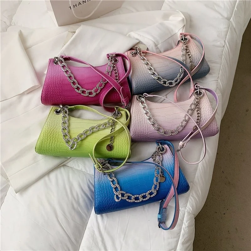 

TS9500A 2021Fashion Gradient Color 2021 New arrivals Fashion Chain Handbags Shoulder Hand Bags For Women Underarm Purses