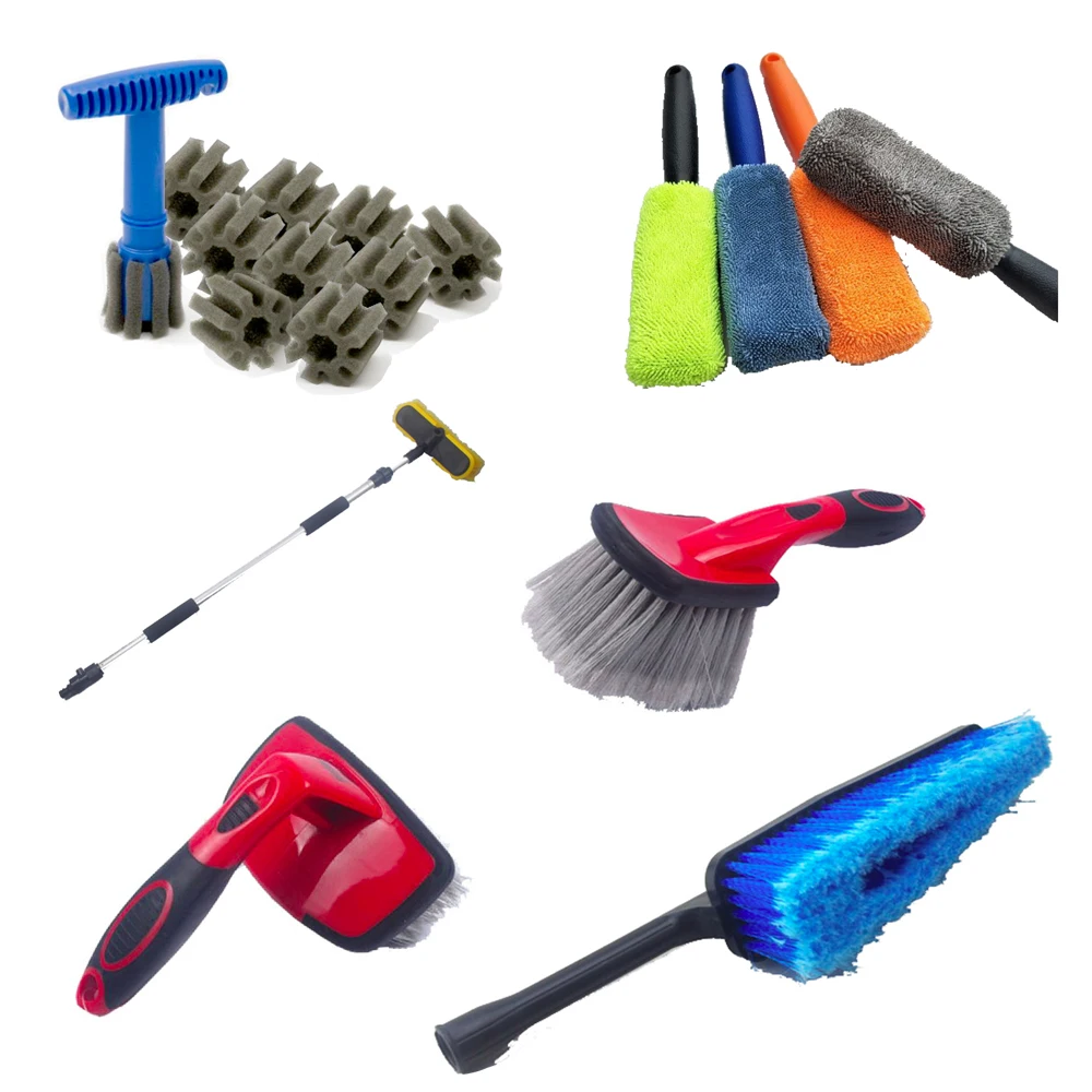 long handle soft bristle car wash brush/high quality soft car cleaning brush /soft car wheel
