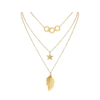 

Xuping 24k gold plated multi layered necklace for women, stainless steel layered necklace