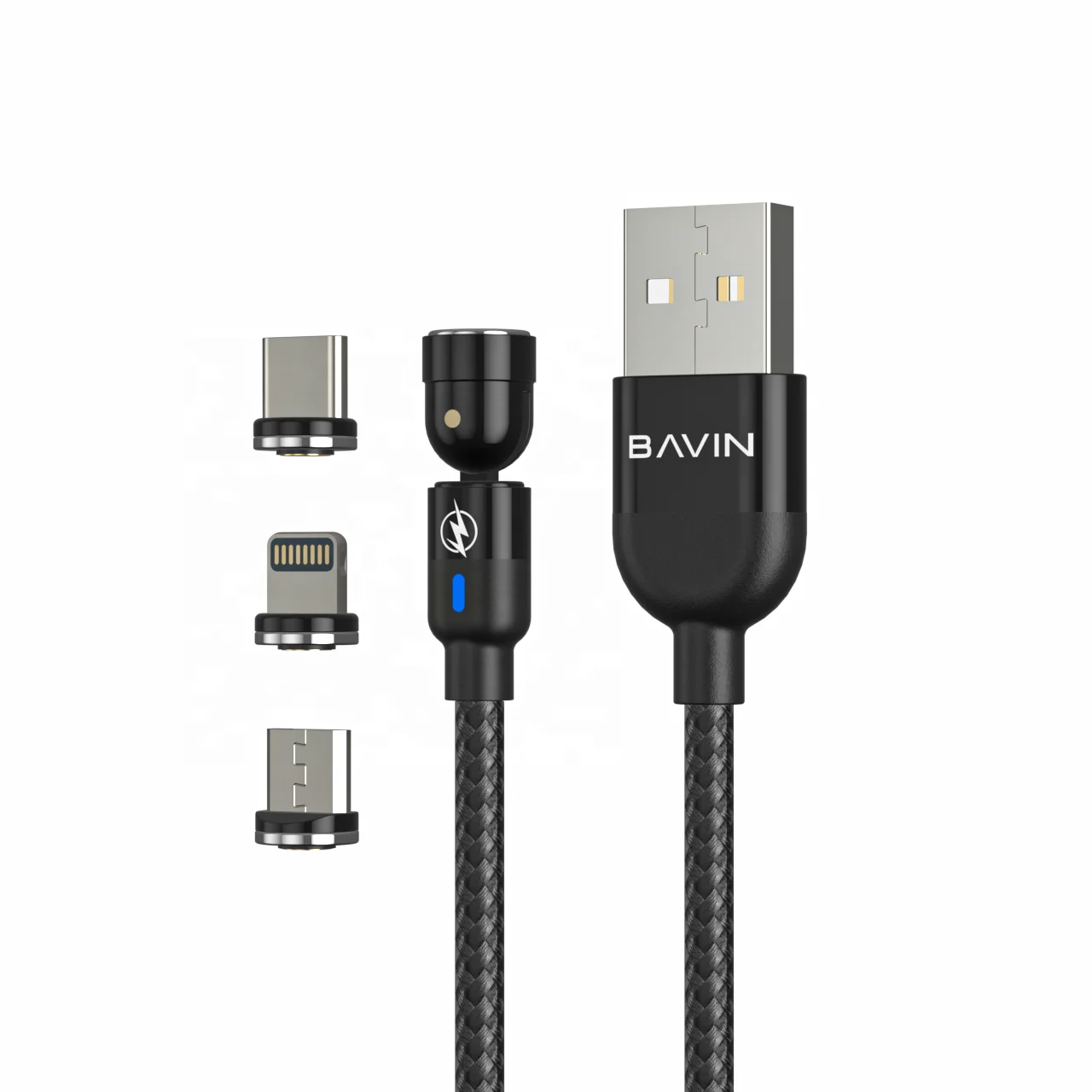 

BAVIN Nylon Braided magnetic 3 in 1 Micro USB Type c Fast Charging data Cable for IOS Apple Android Mobile iPhone CB223