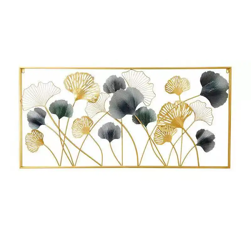 

Iron Metal Decoration Items Gold Metal Lotus Leaf Plant 3D Wall Art Hangings For Living Room Wall Decoration Home