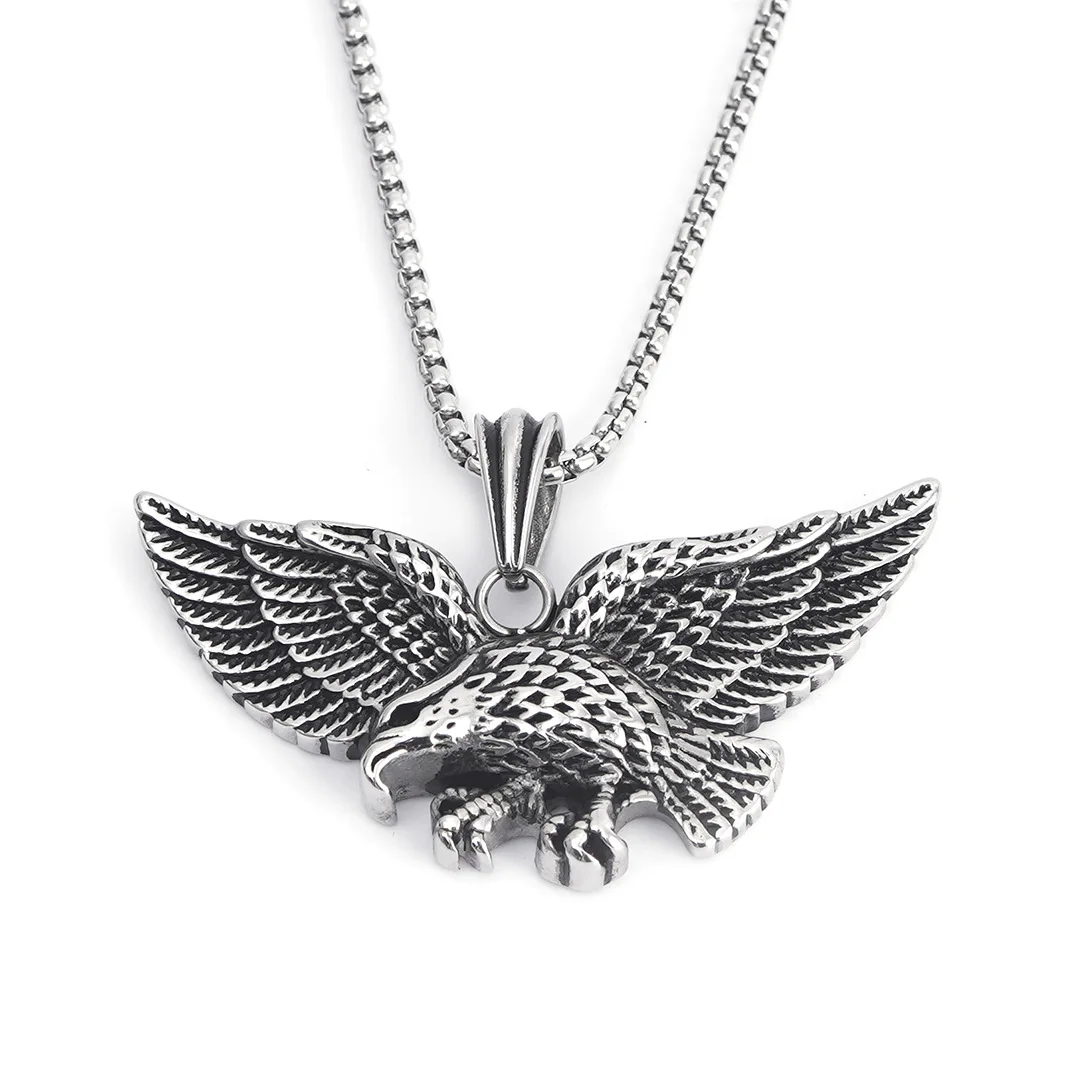 

Eagle Customized Vintage Trendy Fashion Jewelry Hiphop Silver Men Necklace Beaded Chain Stainless Steel Necklace