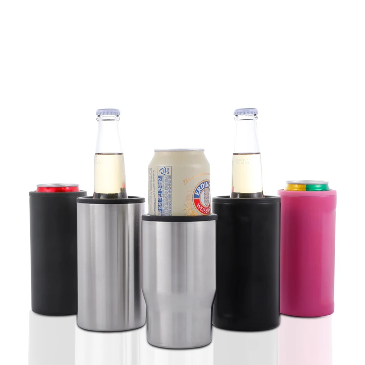 

4 in1 Insulator Tall Blank 12 Oz Double Walled Vacuum Slim Stainless Steal Metal Insulation Sublimation Can Coolers, Customized color
