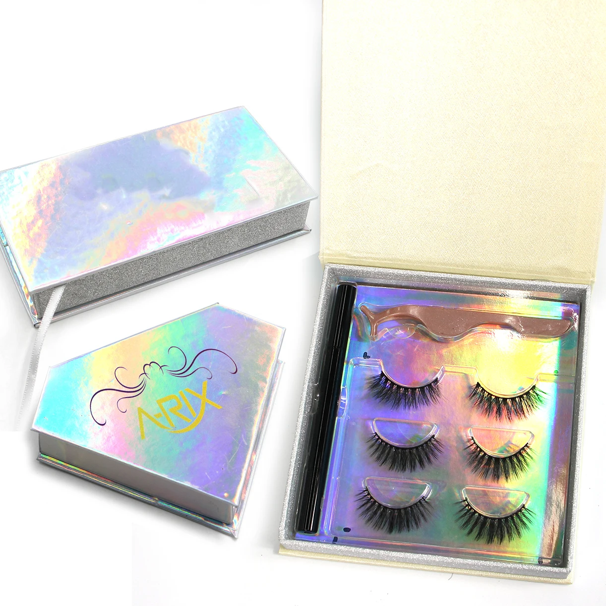 

Creative Cute Lash Boxes Holographic Eyelash Packaging Box, Black